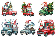 Watercolor Christmas Gnome And Truck, an Illustration by SinaCreation (Thumbnail 3 of 7)