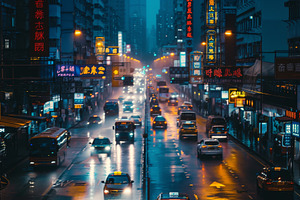 A bustling street scene in Hong Kong, a Photo by Iftikhar Alam