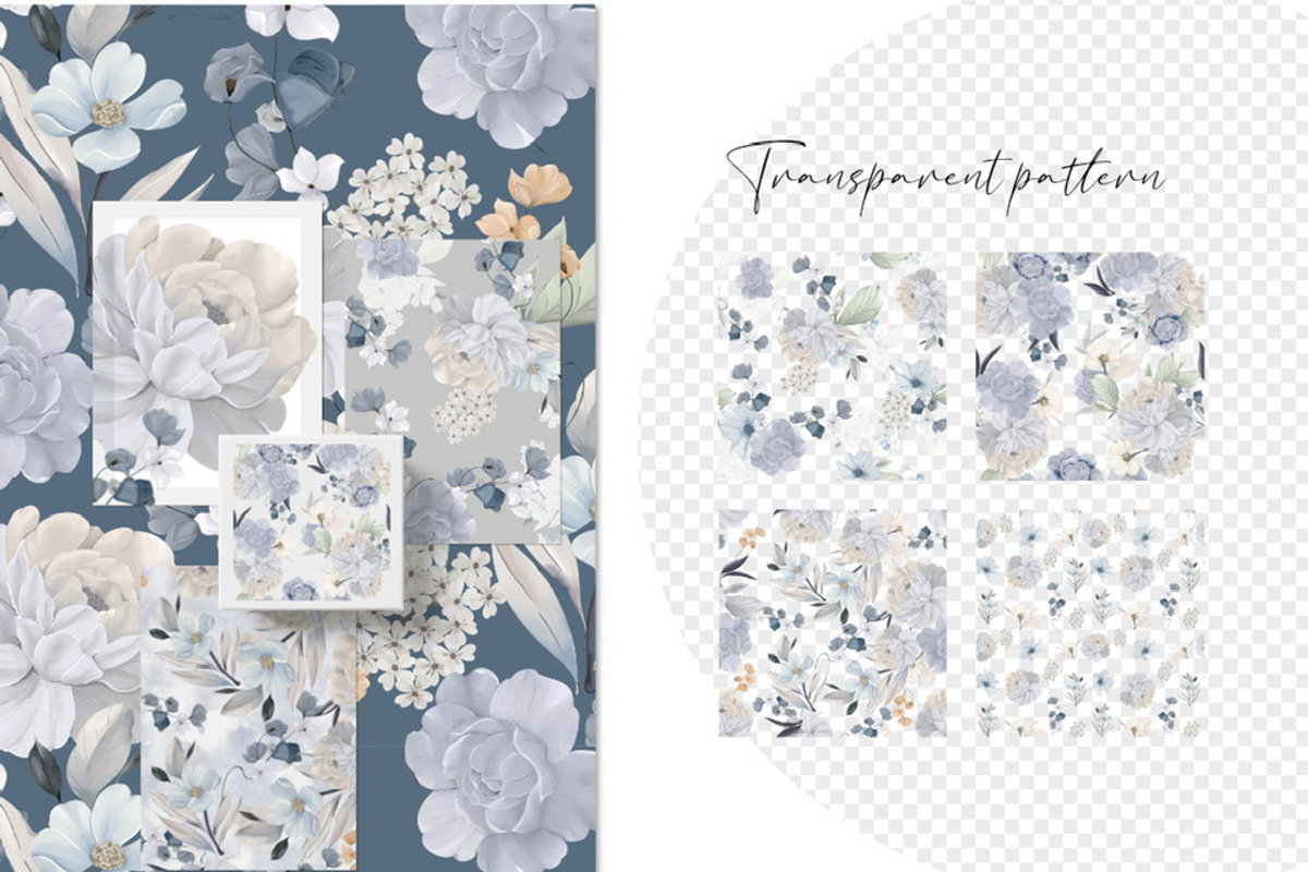 Dusty blue Pattern Collection, a Pattern Graphic by Madebyia (Photo 4 of 9)