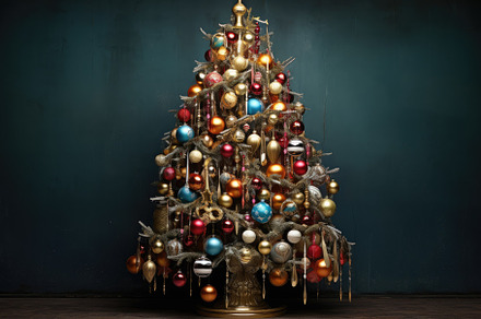 Christmas tree with colorful baubles, a Photo by Iftikhar Alam