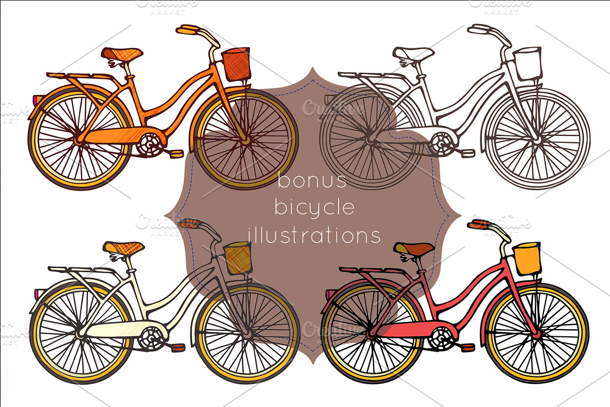 28 Bicycles seamless patterns set, a Pattern Graphic by IreneArt illustrations (Photo 5 of 5)