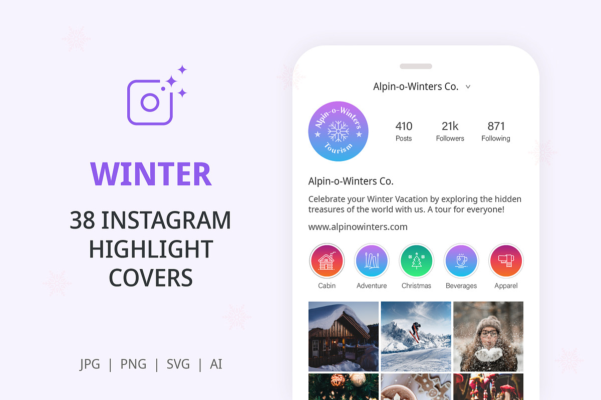 Winter Instagram Highlight Covers, a Social Media Template by Amogh Design (Photo 1 of 8)