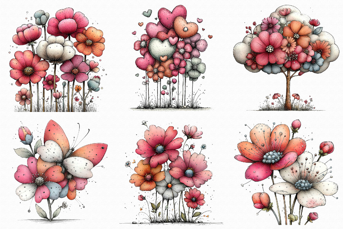 Whimsical Flowers Spring Clipart, an Illustration by Libby Wishes (Photo 8 of 8)