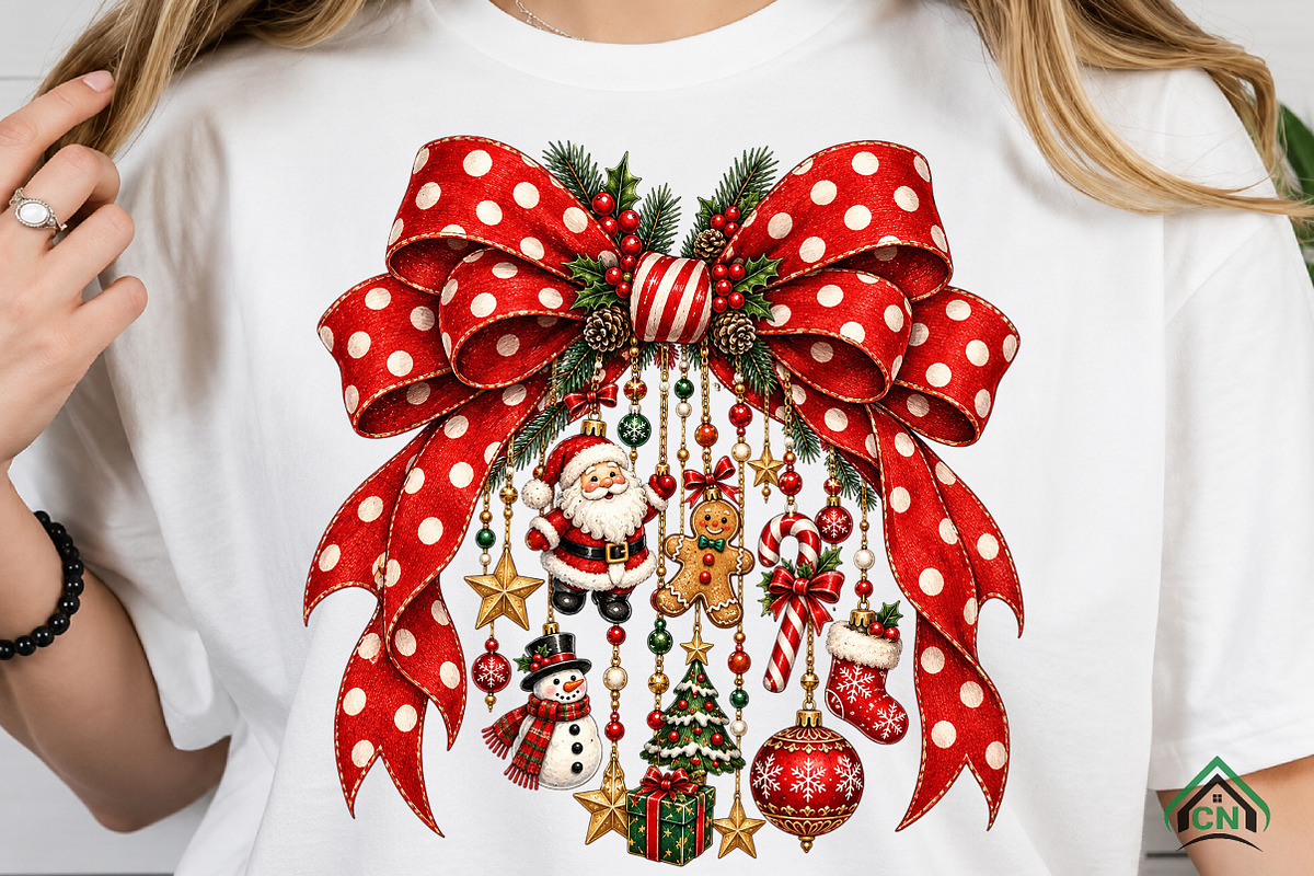 Retro Christmas Charms Bow, a Seasonal Illustration by Craft Nest (Photo 4 of 6)