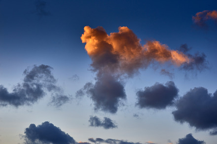 beautiful morning sky with fluffy clouds