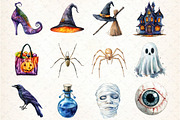 Watercolor Brush Doodle Halloween, an Illustration by DreamCafeArt (Thumbnail 4 of 4)