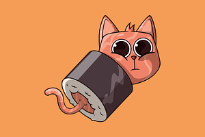 Sushi Cat, a Food Illustration by pedrors