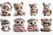 Whimsical Winter Animals Clipart, an Illustration by Watercolor design (Thumbnail 3 of 6)