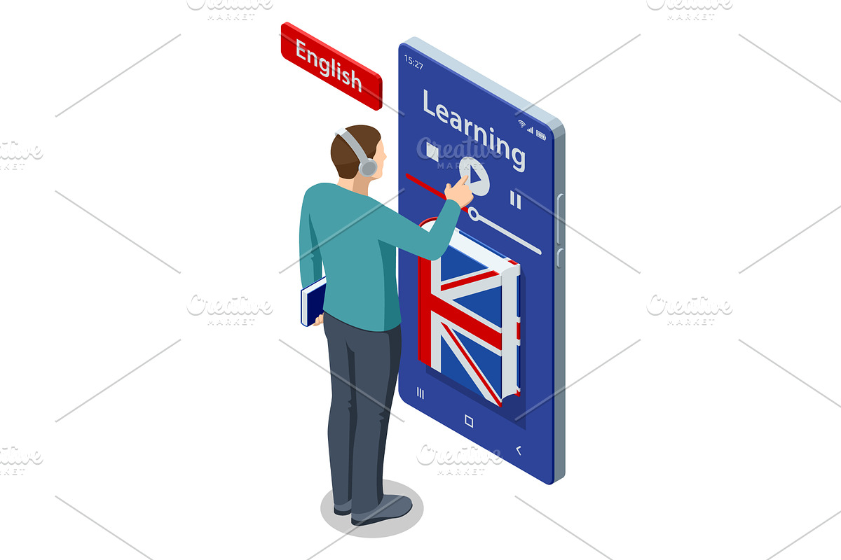 Isometric illustration of man, an Education Illustration by Golden Sikorka