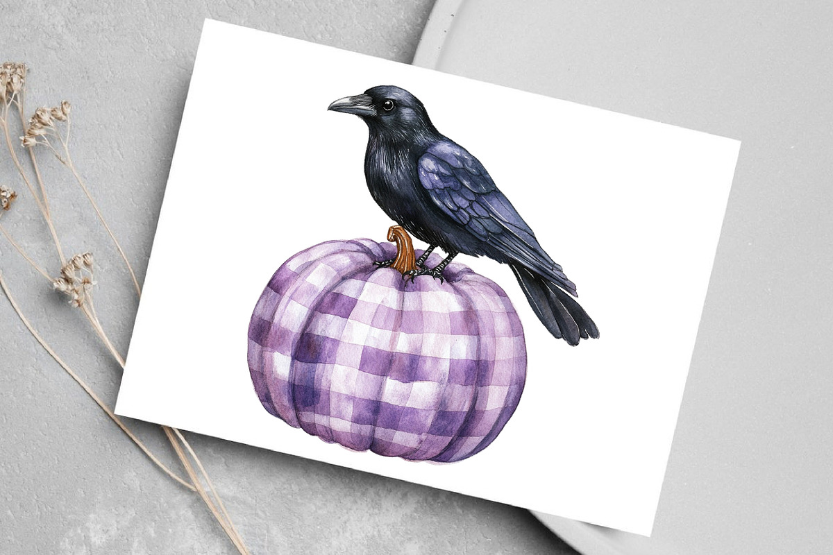 Watercolor Purple Gingham Halloween, an Illustration by Canvas Craft (Photo 7 of 8)