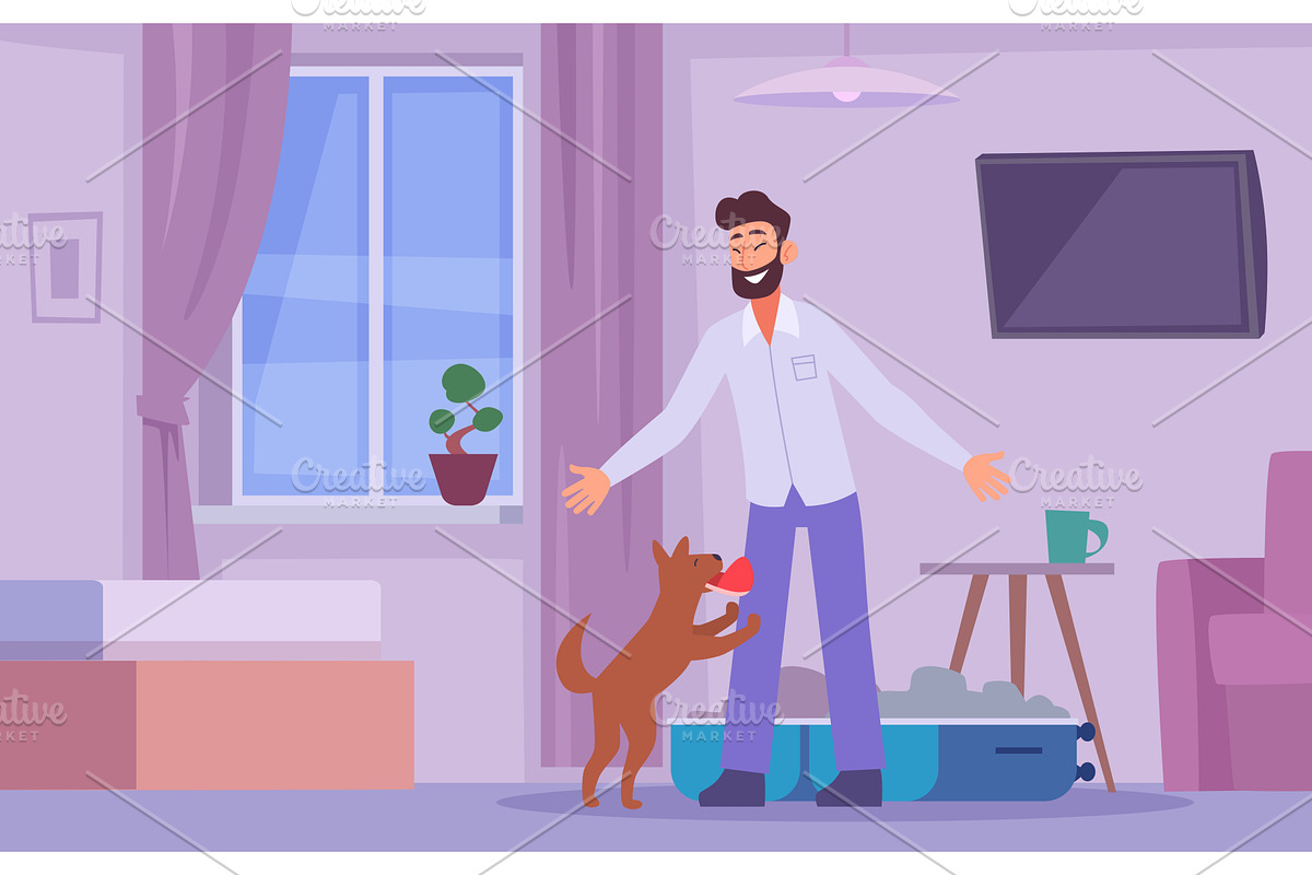 Travel with pets. Animal owner going, an Animal Illustration by Onyx
