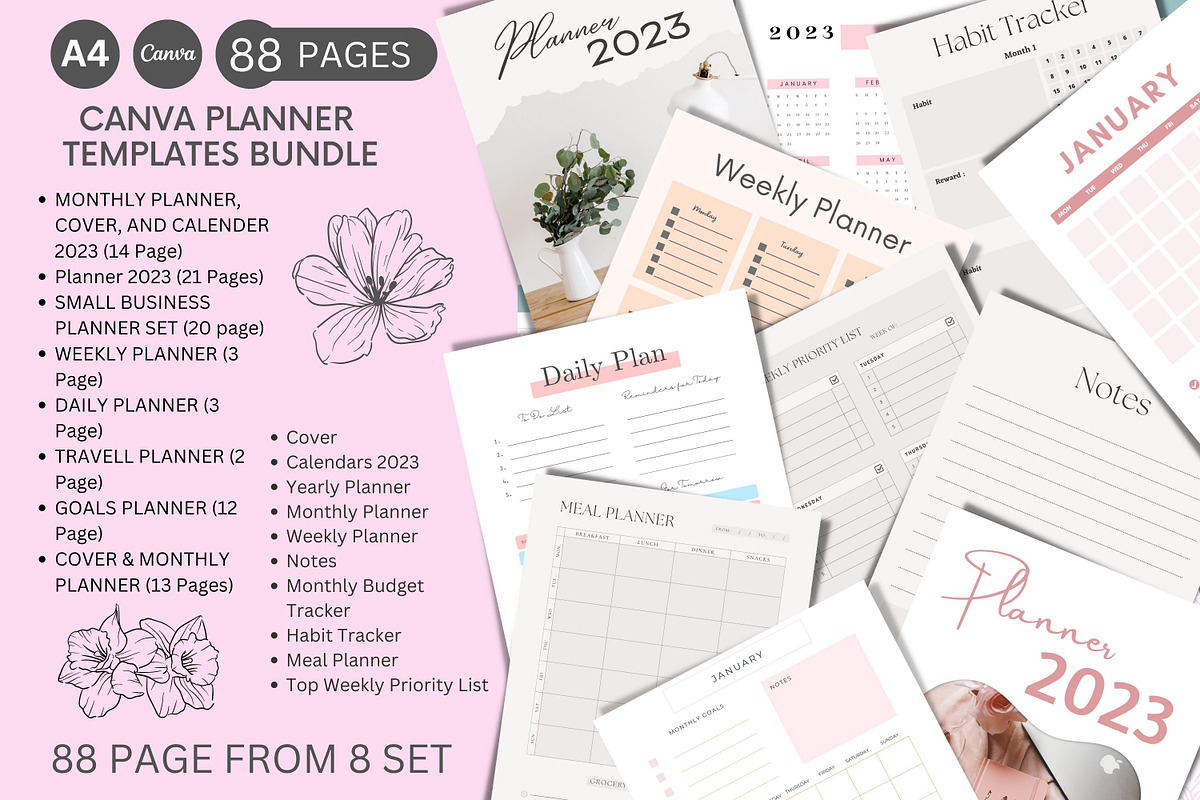 Planner Canva Templates Bundle, a Flyer Template by Oskar Wantopi (Photo 1 of 14)