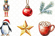Funny Christmas Watercolor Clipart, an Illustration by Black Bird Studio (Thumbnail 5 of 6)
