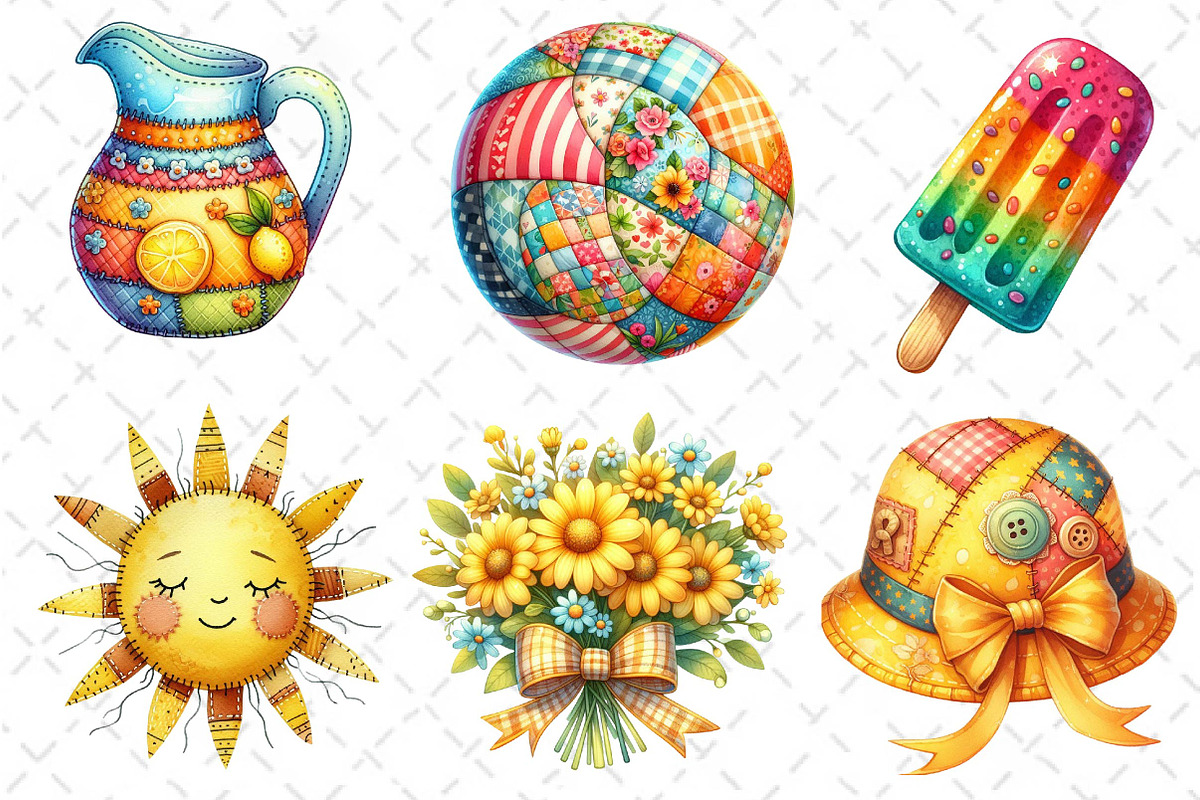 Yellow Patchwork Summer Clipart, an Illustration by Dream Creation (Photo 5 of 6)