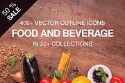 400+ outline FOOD ICONS, an Outline Icon by marusdesign (Thumbnail 1 of 24)