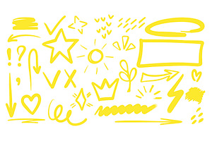 Set of neon yellow marker, a Decorative Illustration by Tati_Kli