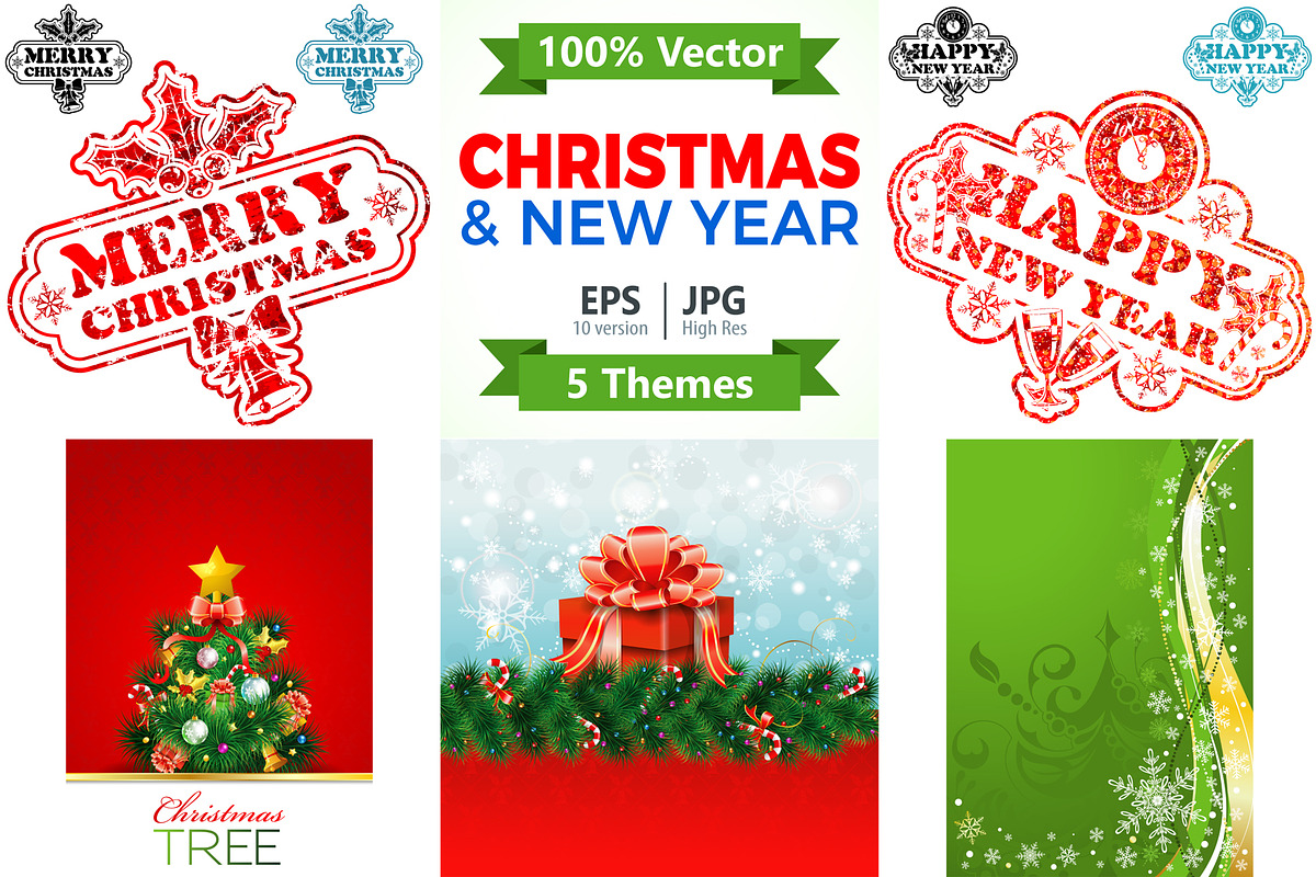 Christmas and New Year Backgrounds, a Decorative Illustration by TAlex (Photo 1 of 6)