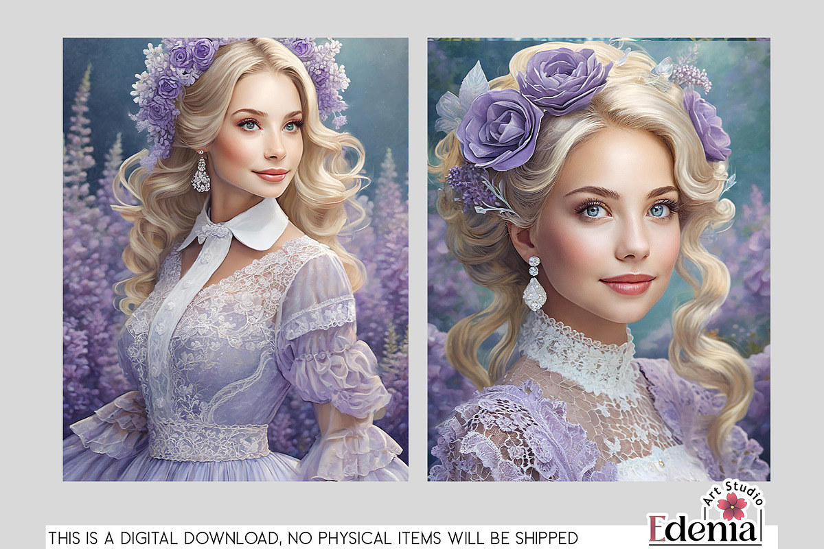 Lavender Female Characters Papers, a Wallpaper Graphic by EdeniaArtStudio (Photo 4 of 7)