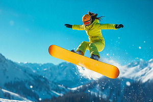 Snowboarder's High Jump Stock Photo, a Sports & Recreation Photo by Aura Canyon HQ