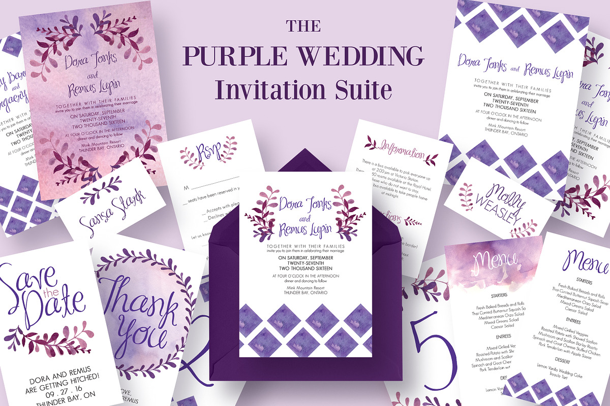 The Purple Wedding Invitation Suite, an Invitation Template by Knotted Design (Photo 1 of 6)