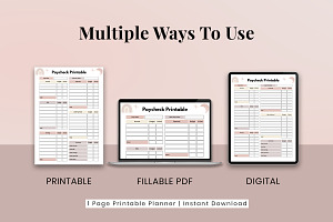 Paycheck Budget Printable Planner