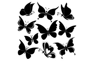 Butterflies, Black Silhouettes