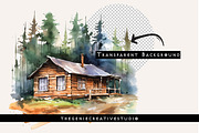 Cabin in the Woods PNG Clipart, an Object Illustration by Geniecreativestudio (Thumbnail 2 of 9)
