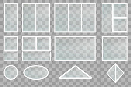 Realistic Glass Windows Set Vector
