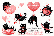 Valentine cats illustrations, a Decorative Illustration by KatPush (Thumbnail 1 of 6)