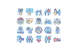 violence first aggressive hand icons, an Object Illustration by pikepicture