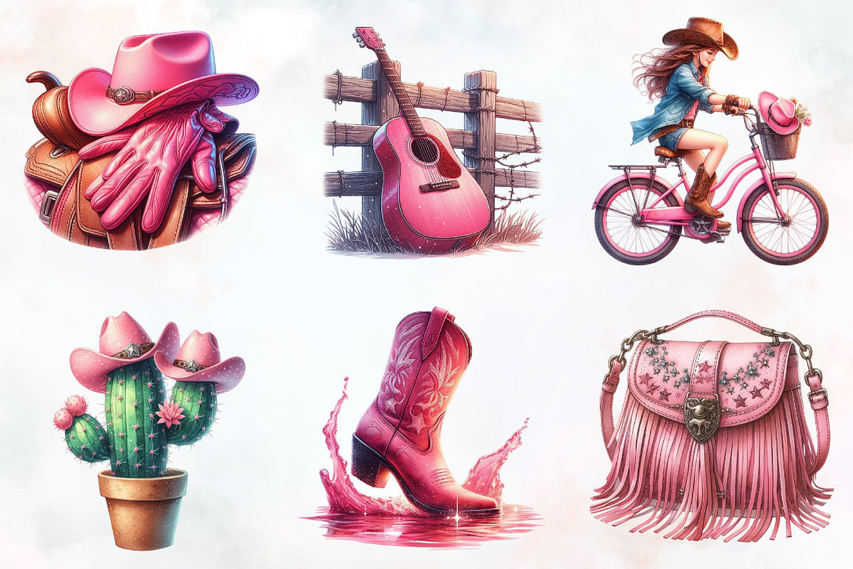 Cowgirl Summer Clipart, a Seasonal Illustration by RobertsArt (Photo 3 of 8)