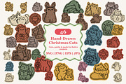 46 Christmas Cat Illustrations, an Animal Illustration by designvectx (Thumbnail 1 of 6)