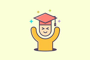 cute happy graduation logo, a Branding & Logo Template by ZHR Creative