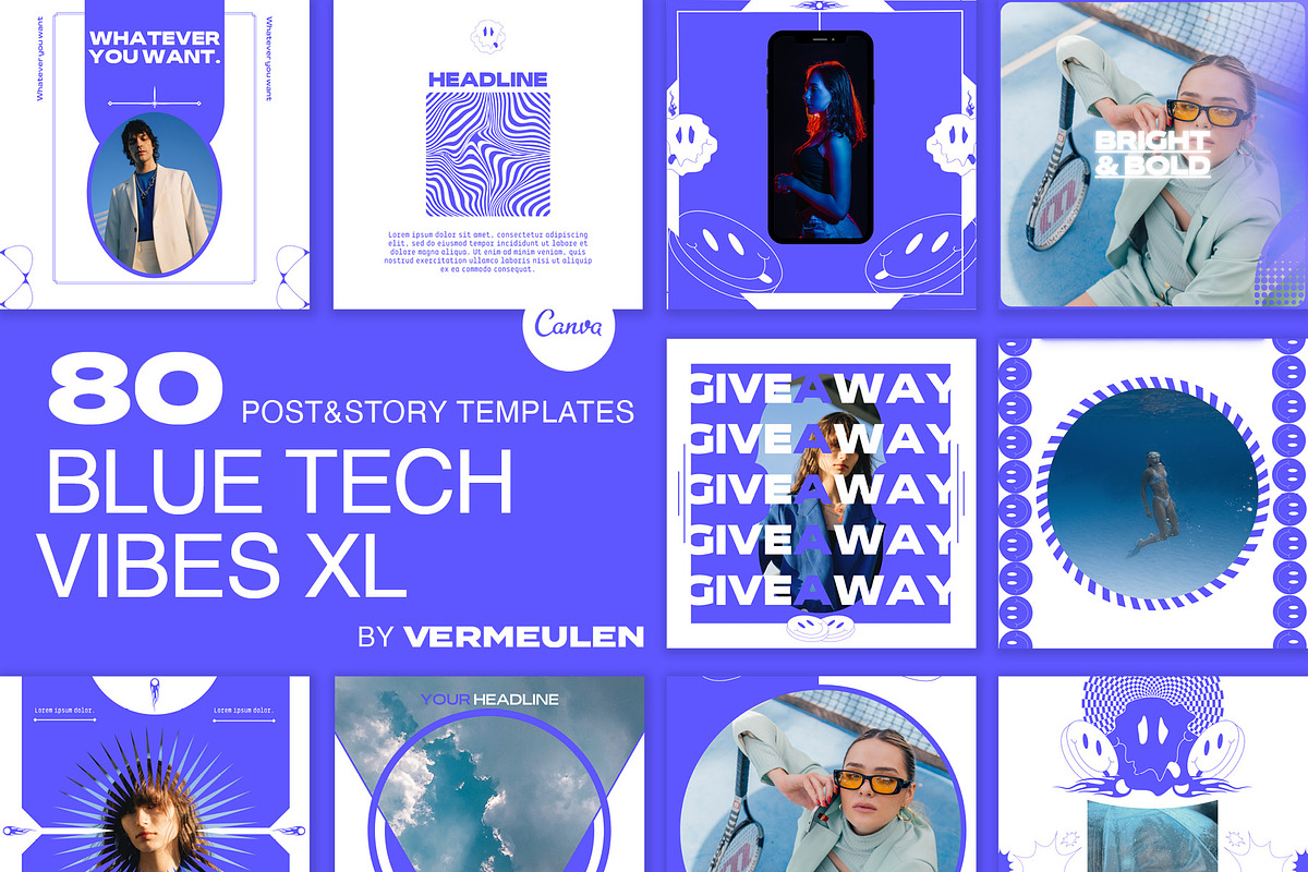Instagram Social Media CANVA Blue, a Social Media Template by Vermeulen Design Studio (Photo 1 of 6)