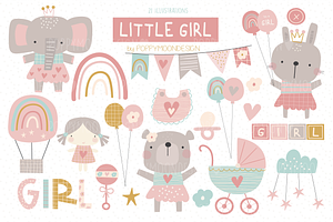 Little Girl Clipart Set