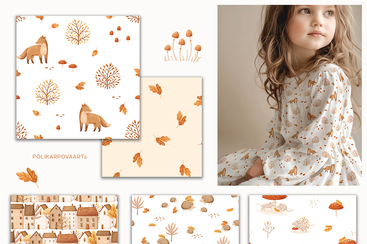 Cozy Autumn - baby clipart & pattern, a Decorative Illustration by polikarpovaart (Photo 10 of 17)