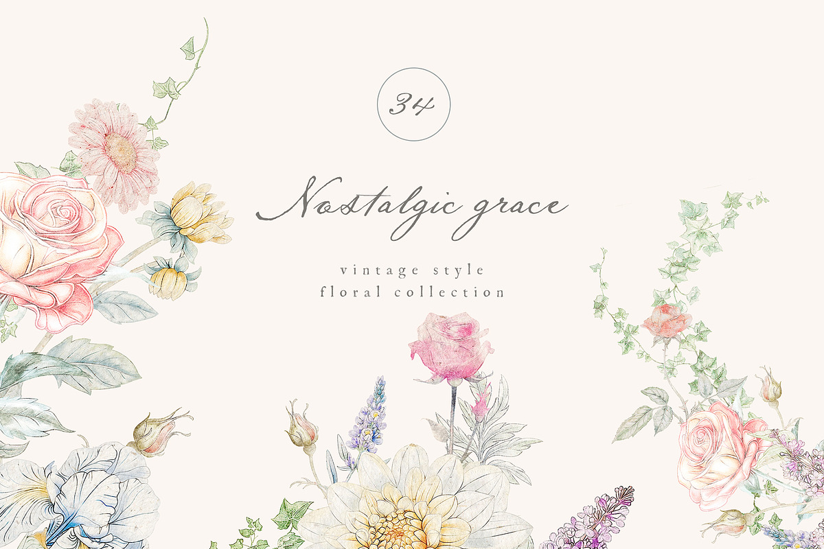 Vintage Floral Bundle, an Object Illustration by studioequinox (Photo 55 of 65)