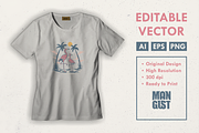 Flamingo in Summer Paradise, an Animal Illustration by Mangustudio (Thumbnail 2 of 3)