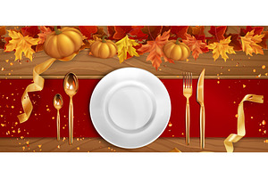 Thanksgiving dinner table setting, a Food Illustration by art PVP - market