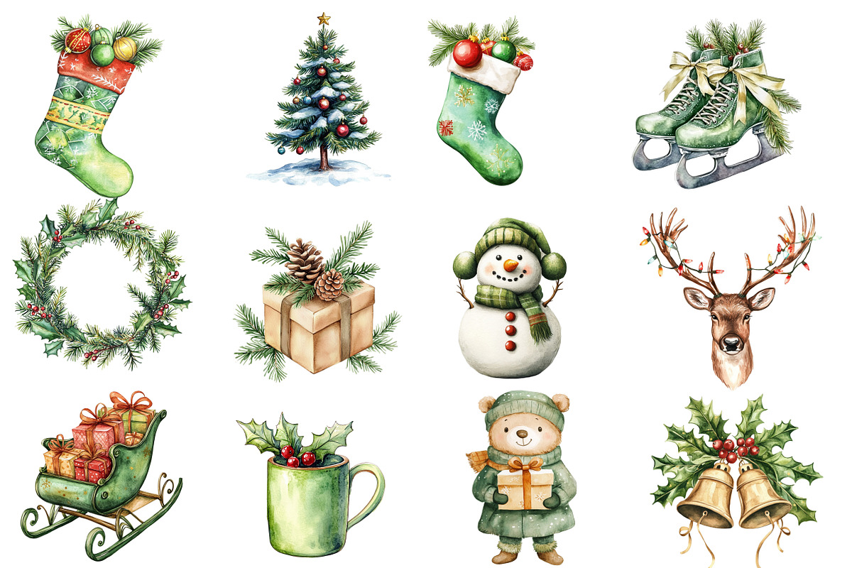 Green Christmas Winter Clipart, an Illustration by Designworld (Photo 4 of 5)
