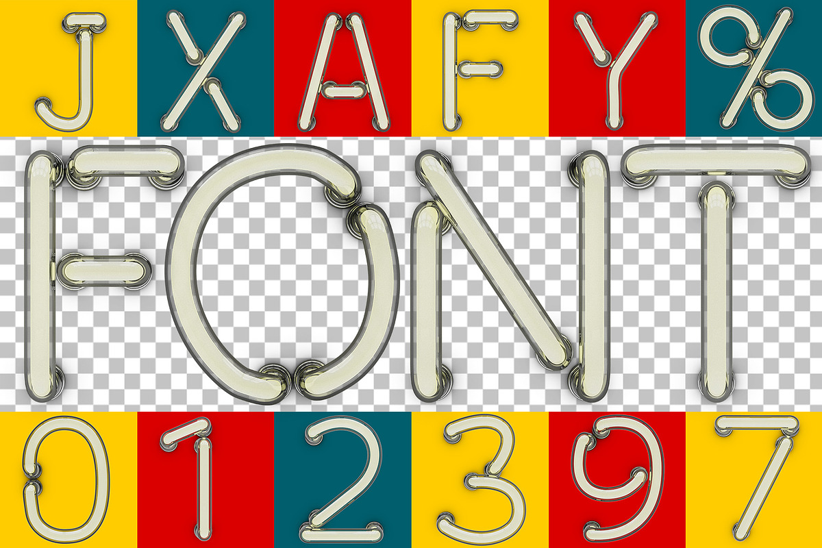 Neon tube font, an Object Graphic by 3D Graphics Shop (Photo 1 of 38)
