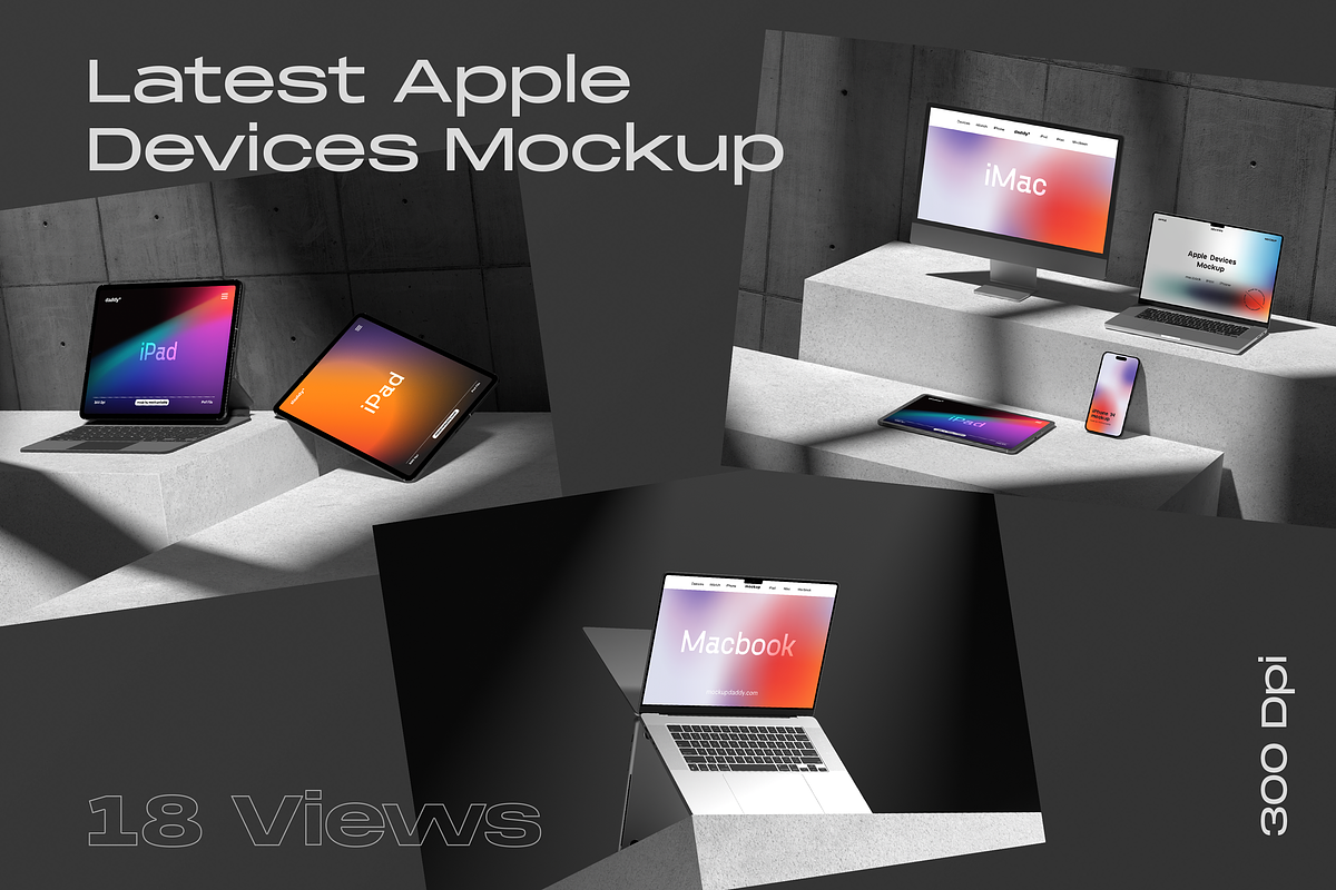 Apple Products Mockup Collection, a Device Mockup by Mockupdaddy (Photo 1 of 20)
