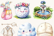 Watercolor Cute Golf Clipart Bundle, a Sport Illustration by BusyDaydesign (Thumbnail 2 of 9)