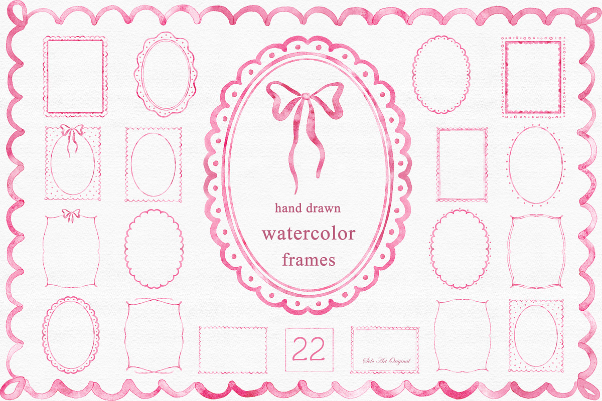 Pink Frames Watercolor Clipart, an Object Graphic by Solo Art Original (Photo 1 of 10)