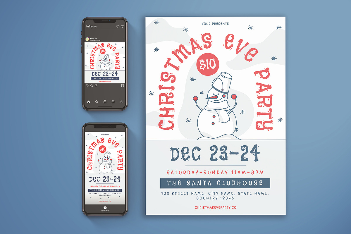 Christmas Eve Party Flyer Set, a Flyer Template by KMZVR.Lab (Photo 1 of 6)