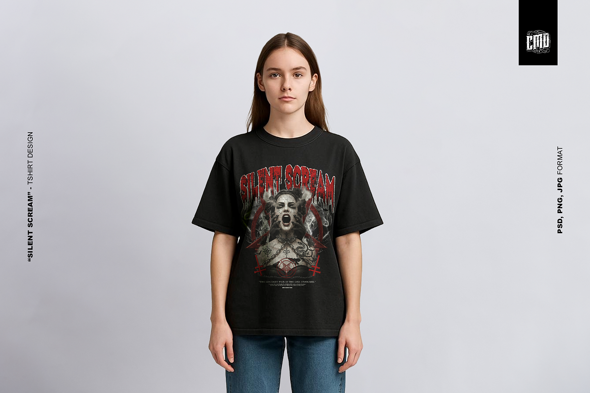 Silent Scream - T-Shirt Design, an Object Graphic by Cmd Project (Photo 6 of 9)