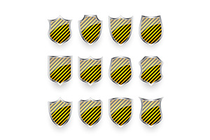 Glossy shields with yellow and black, an Object Illustration by 32pixels