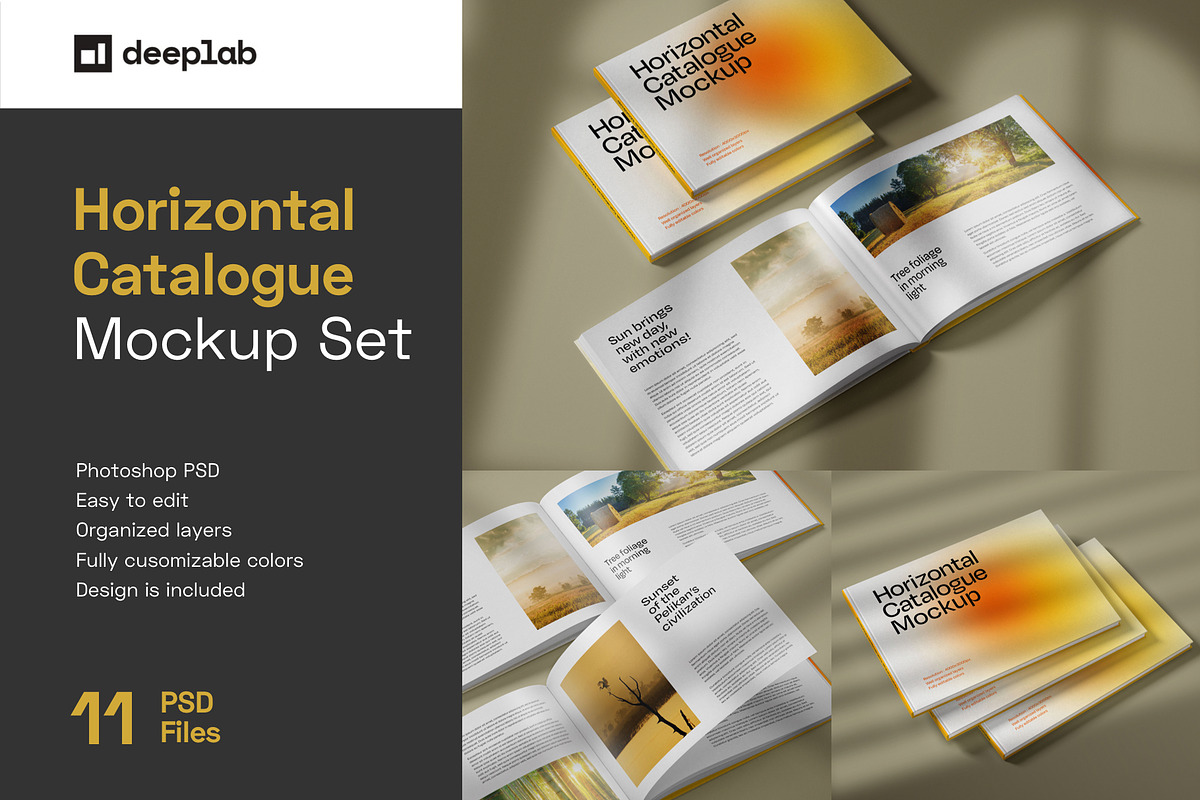 Horizontal Catalog Mockup Set, a Print Template by Deeplab (Photo 1 of 16)