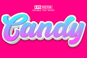 Sweet Candy Vector 3D Editable Text