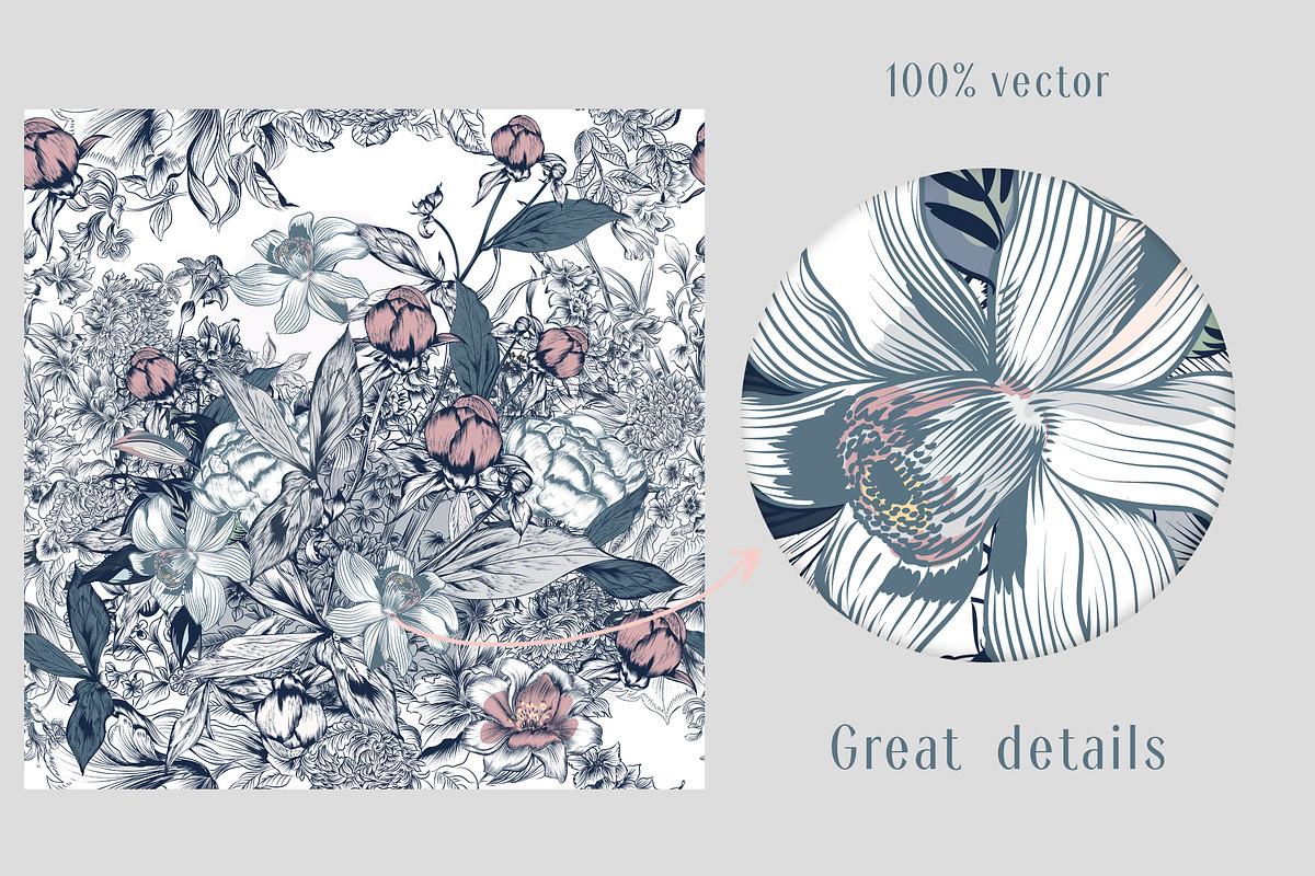 TOILE DE JOUY vector patterns set, a Pattern Graphic by FleurArt (Photo 4 of 9)